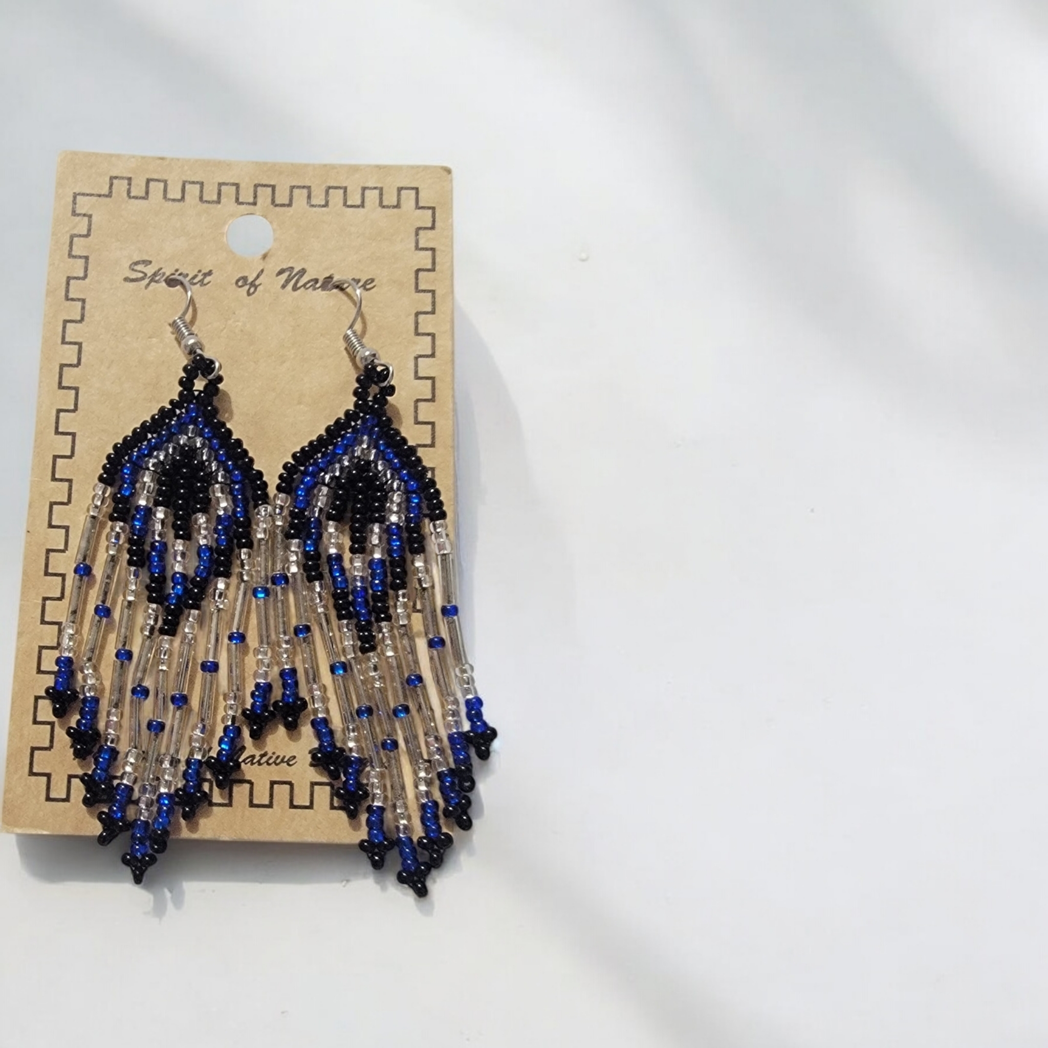 Black And Blue Beaded Earrings